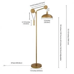 Neo 72 in. Aged Brass Floor Lamp with Solid Wheel Pulley System by Meyer&Cross -Hot Sale HomeGlam Store aged brass meyer cross floor lamps fl0715 fa 1000