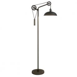 Neo 72 in. Aged Steel Floor Lamp with Spoke Wheel Pulley System by Meyer&Cross -Hot Sale HomeGlam Store aged steel meyer cross floor lamps fl0712 1f 1000