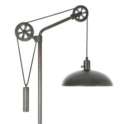 Neo 72 in. Aged Steel Floor Lamp with Spoke Wheel Pulley System by Meyer&Cross -Hot Sale HomeGlam Store aged steel meyer cross floor lamps fl0712 44 1000