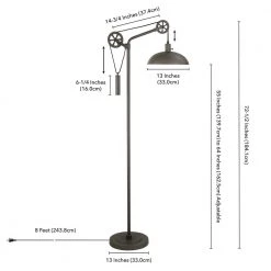 Neo 72 in. Aged Steel Floor Lamp with Spoke Wheel Pulley System by Meyer&Cross -Hot Sale HomeGlam Store aged steel meyer cross floor lamps fl0712 fa 1000