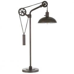 Neo 33.5 in. Aged Steel Table Lamp with Spoke Wheel Pulley System by Meyer&Cross