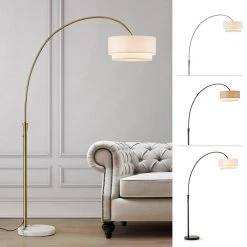 Elan 81 in. Antique Brass Arch Floor Lamp with White Shade by HomeGlam 7 Elan 81 in. Antique Brass Arch Floor Lamp with White Shade by HomeGlam -Hot Sale HomeGlam Store antique brass homeglam floor lamps hg7048ab wh 4f 1000