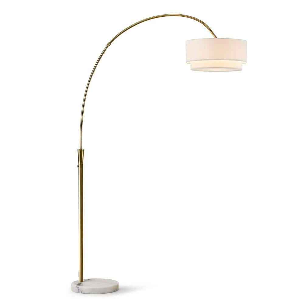 Elan 81 in. Antique Brass Arch Floor Lamp with White Shade by HomeGlam 3 Elan 81 in. Antique Brass Arch Floor Lamp with White Shade by HomeGlam
