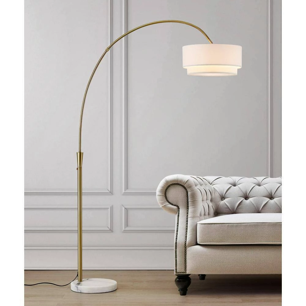 Elan 81 in. Antique Brass Arch Floor Lamp with White Shade by HomeGlam 4 Elan 81 in. Antique Brass Arch Floor Lamp with White Shade by HomeGlam - Image 2