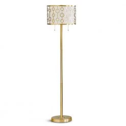GLIMMER 61.5 in. Antique Brass Finish 2-Light Metal Shade with Crystals Floor Lamp by HomeGlam