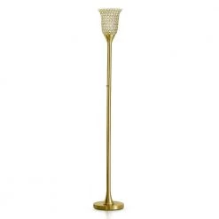 Orchid 72 in. Antique Brass Finish Torchiere Floor Lamp with Crystal Shade and A LED Bulb Included by HomeGlam