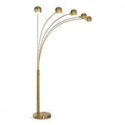 Orbs 84 in. Antique Brass Finish 5-Light Dimmable Arch Floor Lamp by HomeGlam