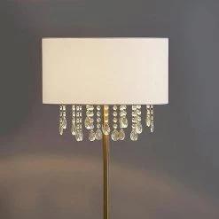 FLORENCE 61 in. Antique Brass Nickel Finish Crystal Pendants Metal Floor Lamp by HomeGlam -Hot Sale HomeGlam Store antique brass homeglam floor lamps hl7020fab wh 4f 1000