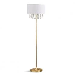 FLORENCE 61 in. Antique Brass Nickel Finish Crystal Pendants Metal Floor Lamp by HomeGlam