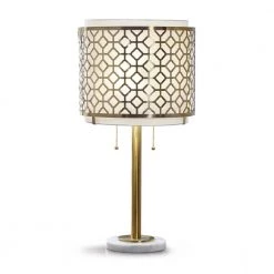 Melrose 29 in. H Antique Brass Geometric Table Lamp by HomeGlam