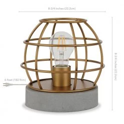 Kennet 9 in. Antique Brass Cage Table Lamp with Concrete Pedestal by Meyer&Cross -Hot Sale HomeGlam Store antique brass meyer cross table lamps tl0030 1f 1000