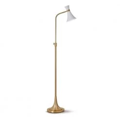 Bonnie 70 in. Adjustable Antique Brass/White Finish 1-Light Metal Floor Lamp with White Shade by HomeGlam