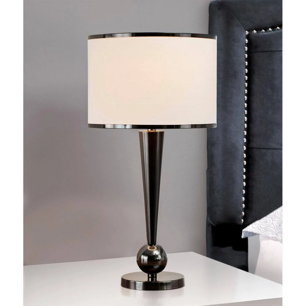 Dione 28.5 in. H Chrome Black Metal Modern Table Lamp by HomeGlam 4 Dione 28.5 in. H Chrome Black Metal Modern Table Lamp by HomeGlam - Image 2
