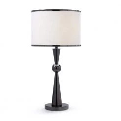 Dione TD 28.5 in. H Black Chrome Metal Table Lamp by HomeGlam