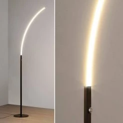 Horizon 68 in. 18-Watt Dimmable LED Arch Floor Lamp, - Black by HomeGlam -Hot Sale HomeGlam Store black homeglam floor lamps hg8233 bk 1f 1000