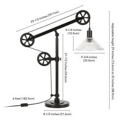Descartes 29 in. Glass Shade Pulley Table Lamp in Blackened Bronze by Meyer&Cross -Hot Sale HomeGlam Store black meyer cross table lamps tl0310 44 1000