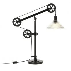 Descartes 29 in. Glass Shade Pulley Table Lamp in Blackened Bronze by Meyer&Cross -Hot Sale HomeGlam Store black meyer cross table lamps tl0310 4f 1000