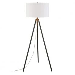 Kahn 67 in. 2-Tone Blackened Bronze and Antique Brass Tripod Floor Lamp by Meyer&Cross