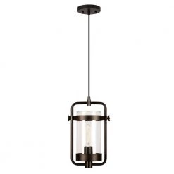 Orion Industrial Blackened Bronze Metal and Glass Pendant by Meyer&Cross