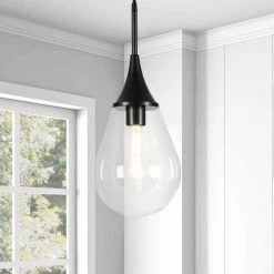 Ambrose 1-Light Blackened Bronze Pendant with Clear Glass Shade by Meyer&Cross -Hot Sale HomeGlam Store blackened bronze meyer cross chandeliers pd0285 1f 1000