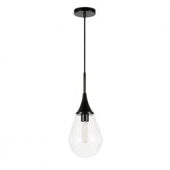 Ambrose 1-Light Blackened Bronze Pendant with Clear Glass Shade by Meyer&Cross