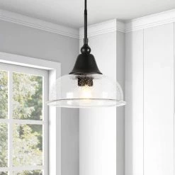 1-Light Blackened Bronze Seeded Glass Pendant by Meyer&Cross 12 1-Light Blackened Bronze Seeded Glass Pendant by Meyer&Cross -Hot Sale HomeGlam Store blackened bronze meyer cross chandeliers pd0328 4f 1000