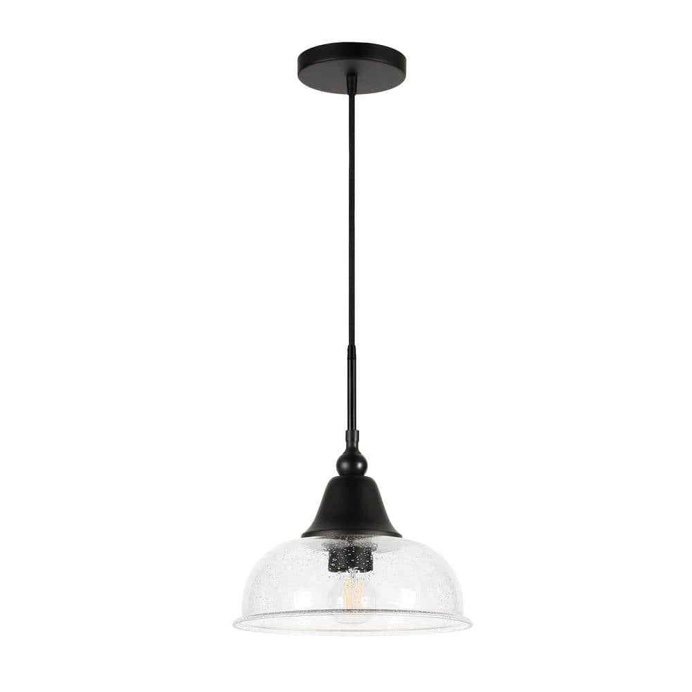 1-Light Blackened Bronze Seeded Glass Pendant by Meyer&Cross 3 1-Light Blackened Bronze Seeded Glass Pendant by Meyer&Cross