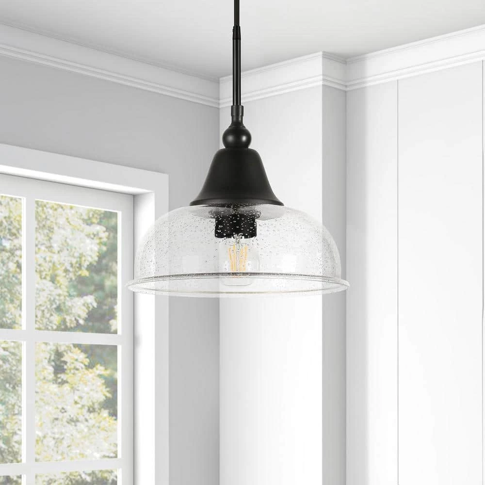 1-Light Blackened Bronze Seeded Glass Pendant by Meyer&Cross 5 1-Light Blackened Bronze Seeded Glass Pendant by Meyer&Cross - Image 3