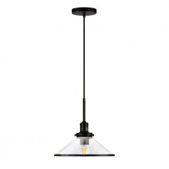 Milo 1-Light Blackened Bronze and Glass Pendant by Meyer&Cross