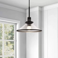 Milo 1-Light Blackened Bronze and Glass Pendant by Meyer&Cross -Hot Sale HomeGlam Store blackened bronze meyer cross chandeliers pd0336 fa 1000