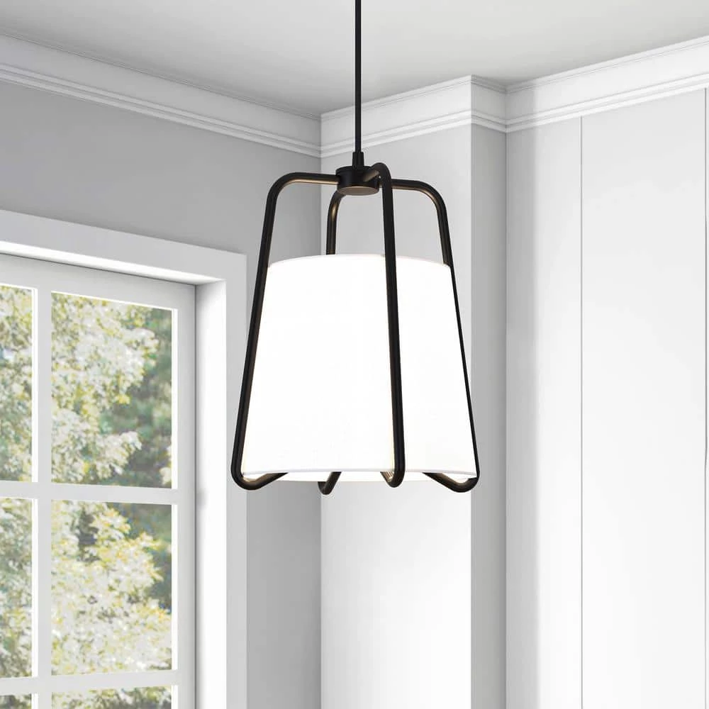 Marduk 1-Light Blackened Bronze Contemporary Fabric Pendant by Meyer&Cross 6 Marduk 1-Light Blackened Bronze Contemporary Fabric Pendant by Meyer&Cross - Image 4