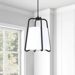 Marduk 1-Light Blackened Bronze Contemporary Fabric Pendant by Meyer&Cross 12 Marduk 1-Light Blackened Bronze Contemporary Fabric Pendant by Meyer&Cross -Hot Sale HomeGlam Store blackened bronze meyer cross chandeliers pd0351 4f 1000