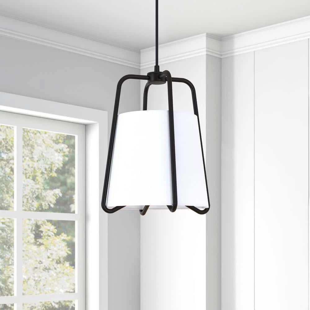Marduk 1-Light Blackened Bronze Contemporary Fabric Pendant by Meyer&Cross 5 Marduk 1-Light Blackened Bronze Contemporary Fabric Pendant by Meyer&Cross - Image 3