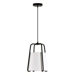 Marduk 1-Light Blackened Bronze Contemporary Fabric Pendant by Meyer&Cross