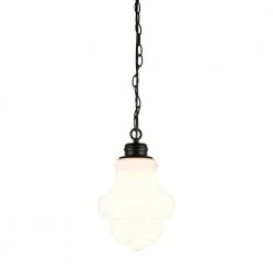 Annie 1-Light Blackened Bronze Pendant with White Milk Glass Shade by Meyer&Cross -Hot Sale HomeGlam Store blackened bronze meyer cross chandeliers pd0501 1f 1000