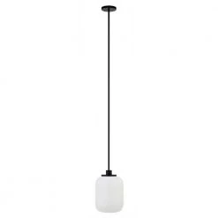 Agnolo 1-Light Blackened Bronze Pendant with White Milk Glass Shade by Meyer&Cross