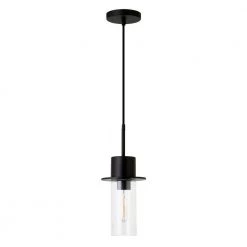 Idris 1-Light Blackened Bronze Pendant with Clear Glass Shade by Meyer&Cross