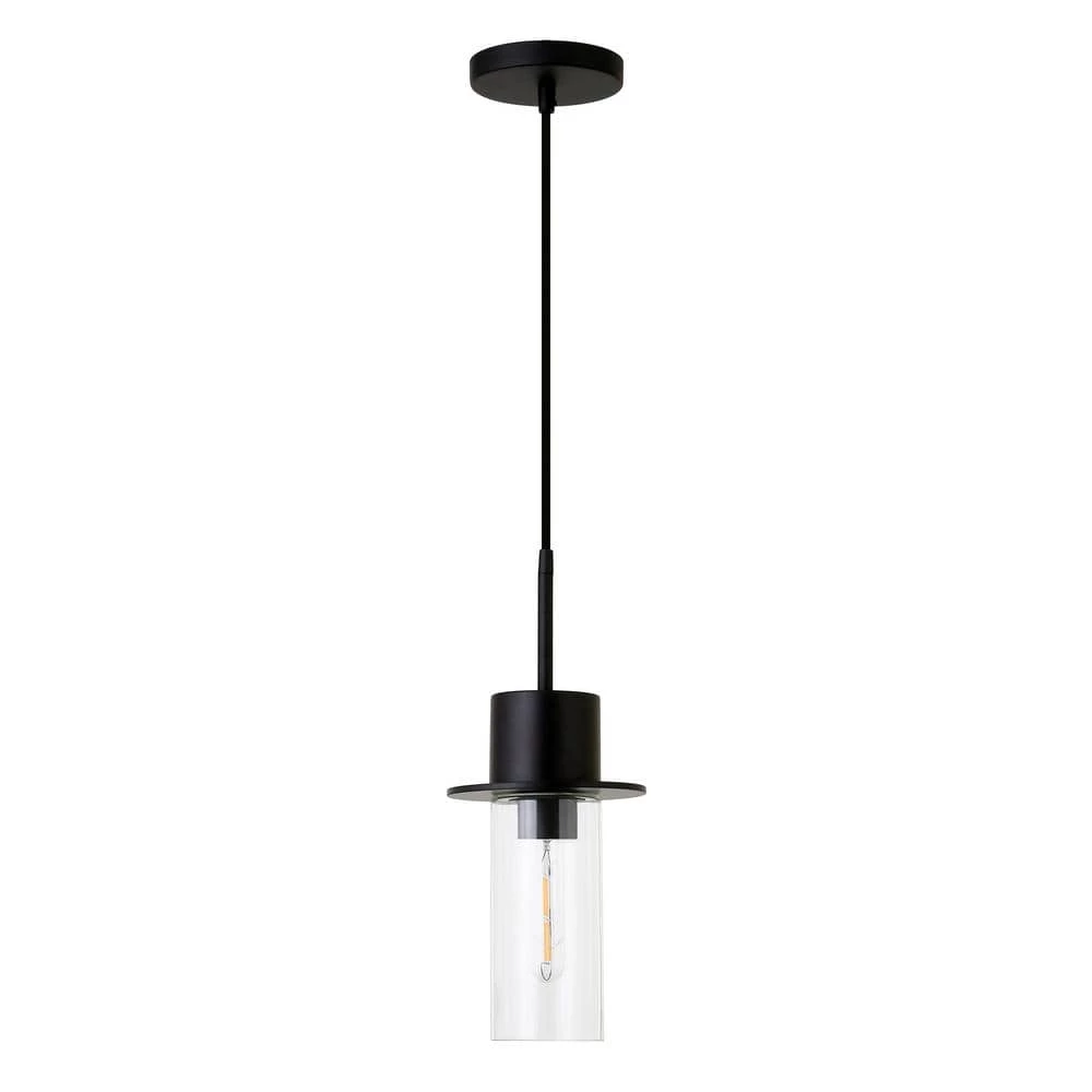 Idris 1-Light Blackened Bronze Pendant with Clear Glass Shade by Meyer&Cross 3 Idris 1-Light Blackened Bronze Pendant with Clear Glass Shade by Meyer&Cross