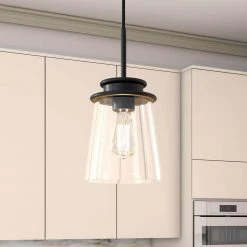Elwood 1-Light Blackened Bronze Pendant with Clear Glass Shade by Meyer&Cross -Hot Sale HomeGlam Store blackened bronze meyer cross chandeliers pd0725 1f 1000