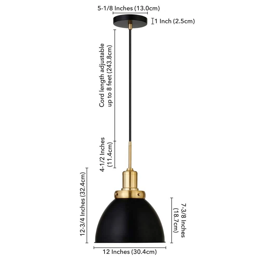 Madison 1-Light Blackened Bronze and Brass Pendant with Metal Shade by Meyer&Cross 7 Madison 1-Light Blackened Bronze and Brass Pendant with Metal Shade by Meyer&Cross - Image 5