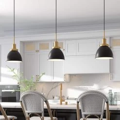 Madison 1-Light Blackened Bronze and Brass Pendant with Metal Shade by Meyer&Cross 11 Madison 1-Light Blackened Bronze and Brass Pendant with Metal Shade by Meyer&Cross -Hot Sale HomeGlam Store blackened bronze meyer cross chandeliers pd0736 4f 1000