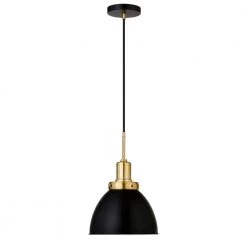 Madison 1-Light Blackened Bronze and Brass Pendant with Metal Shade by Meyer&Cross