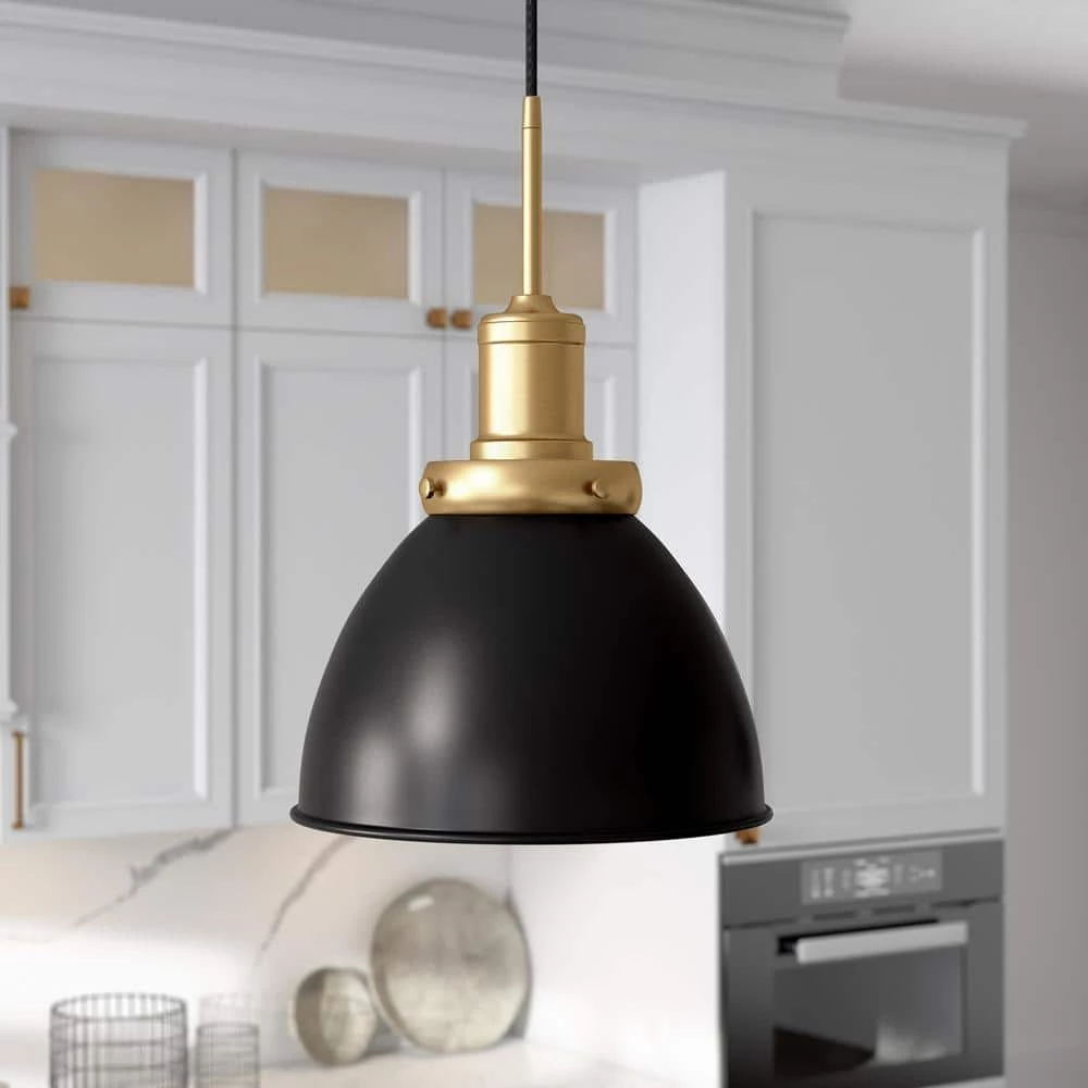 Madison 1-Light Blackened Bronze and Brass Pendant with Metal Shade by Meyer&Cross 4 Madison 1-Light Blackened Bronze and Brass Pendant with Metal Shade by Meyer&Cross - Image 2