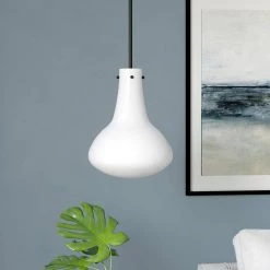 Yuri 12 in. Blackened Bronze Pendant with White Milk Glass Shade by Meyer&Cross 19 Yuri 12 in. Blackened Bronze Pendant with White Milk Glass Shade by Meyer&Cross -Hot Sale HomeGlam Store blackened bronze meyer cross chandeliers pd1461 31 1000