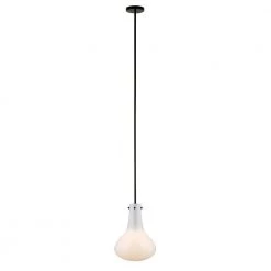 Yuri 12 in. Blackened Bronze Pendant with White Milk Glass Shade by Meyer&Cross