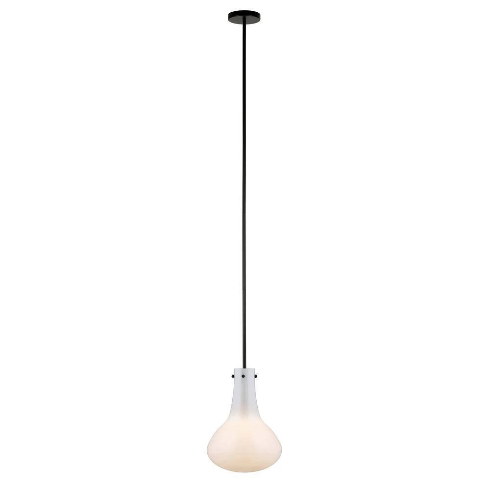 Yuri 12 in. Blackened Bronze Pendant with White Milk Glass Shade by Meyer&Cross 3 Yuri 12 in. Blackened Bronze Pendant with White Milk Glass Shade by Meyer&Cross