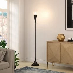 Moura 72 in. Blackened Bronze Torchiere Floor Lamp by Meyer&Cross -Hot Sale HomeGlam Store blackened bronze meyer cross floor lamps fl0145 1f 1000