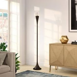 Moura 72 in. Blackened Bronze Torchiere Floor Lamp by Meyer&Cross -Hot Sale HomeGlam Store blackened bronze meyer cross floor lamps fl0145 c3 1000
