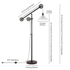 Descartes 70 in. Blackened Bronze Floor Lamp with Pulley System and Ribbed Glass Shade by Meyer&Cross -Hot Sale HomeGlam Store blackened bronze meyer cross floor lamps fl0157 1f 1000