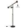 Descartes 70 in. Blackened Bronze Floor Lamp with Pulley System and Ribbed Glass Shade by Meyer&Cross -Hot Sale HomeGlam Store blackened bronze meyer cross floor lamps fl0157 64 1000